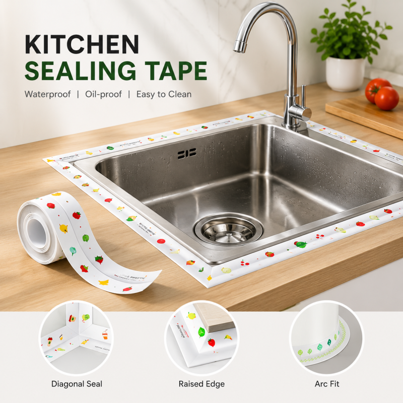 Waterproof PVC Sealing Strip Tape - Flexible Sink & Tub Caulk Strip
