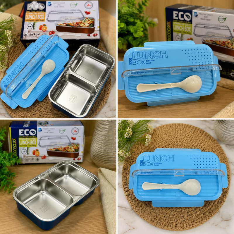 Eco-Friendly Stainless Steel 4-Sided Lock Leakproof Lunch Box