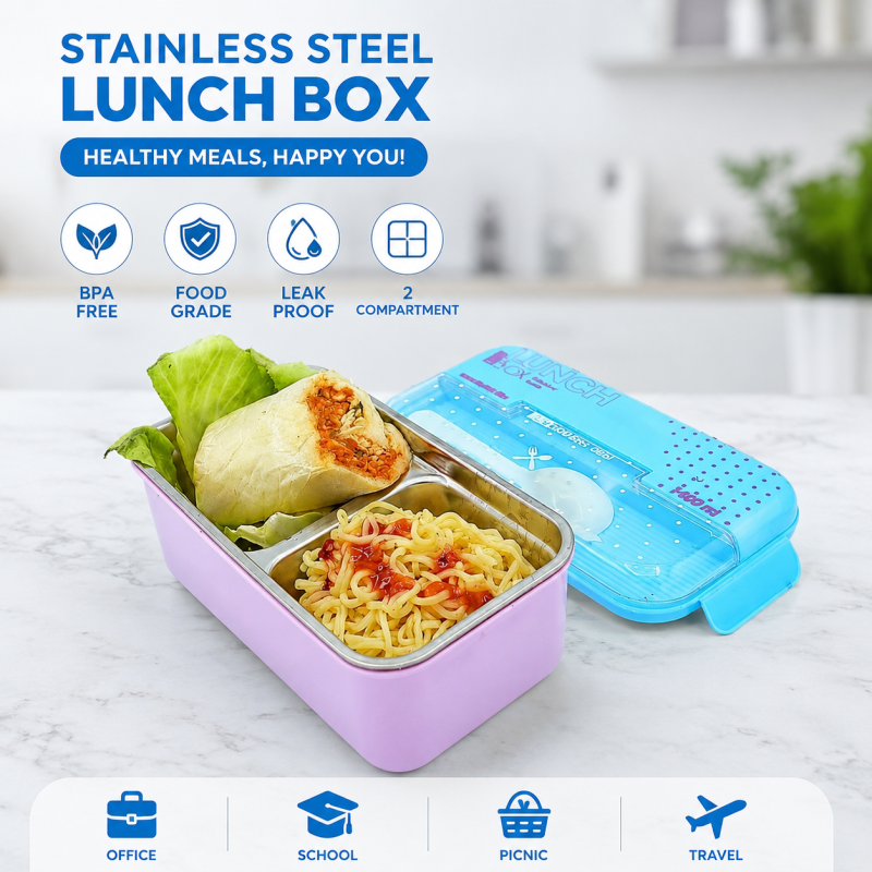 Eco-Friendly Stainless Steel 4-Sided Lock Leakproof Lunch Box
