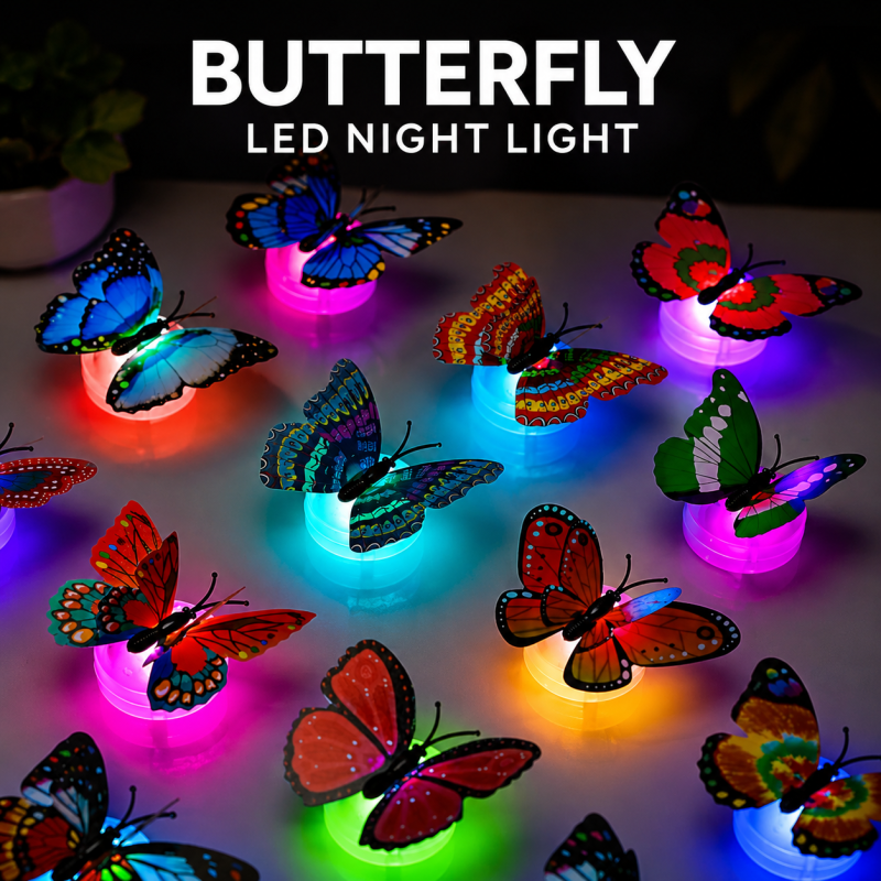Glowing LED Butterfly Wall Light - Decorative Night Lamp & Decor Sticker