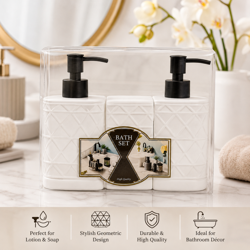 3-Piece Luxury Bathroom Accessories and Soap Dispenser Set