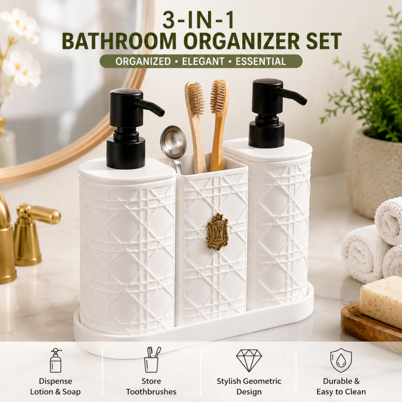 3-Piece Luxury Bathroom Accessories and Soap Dispenser Set