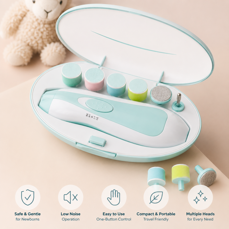 Electric Baby Nail Trimmer - Safe & Gentle Infant Nail Care Set