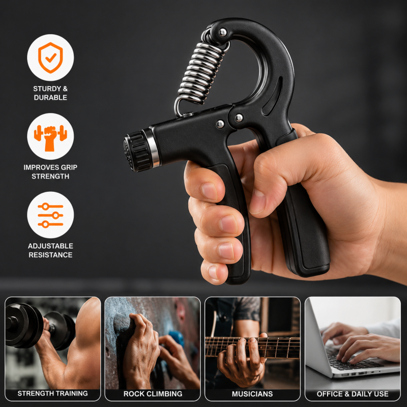 Heavy-Duty Adjustable Resistance Hand Grip Strengthener - Forearm Exerciser