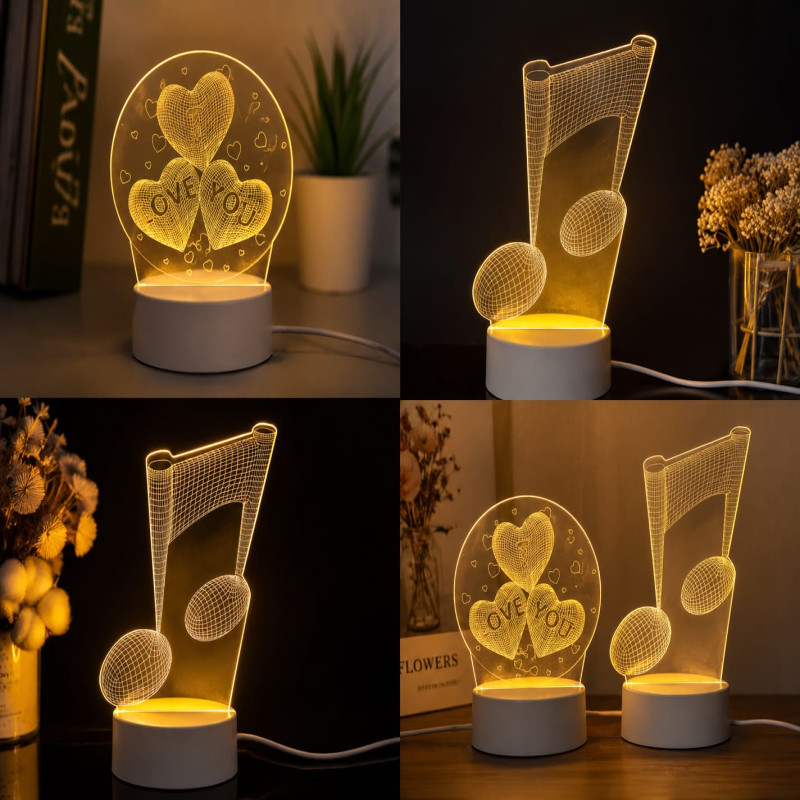 3D Acrylic LED Night Light - Creative USB Decorative Desk Lamp