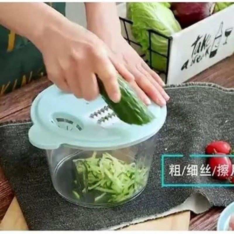 Multifunction Hand Push Chopper 2L - Manual Press Vegetable & Fruit Slicer