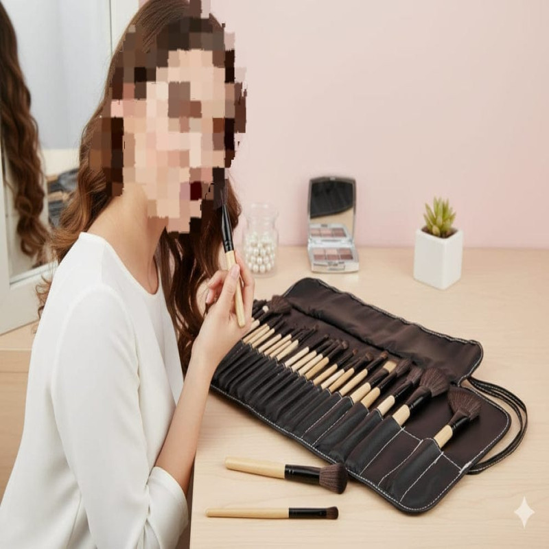 24 PCS BRUSH SET WITH POUCH BLACK