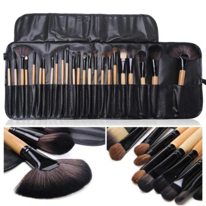 24 PCS BRUSH SET WITH POUCH BLACK