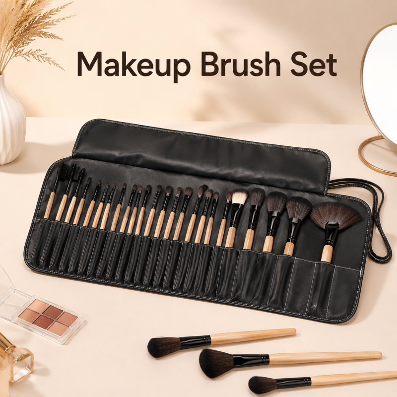 24 PCS BRUSH SET WITH POUCH BLACK