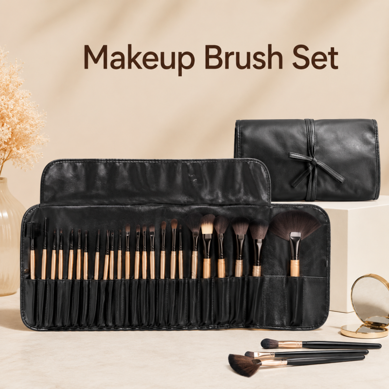 24 PCS BRUSH SET WITH POUCH BLACK