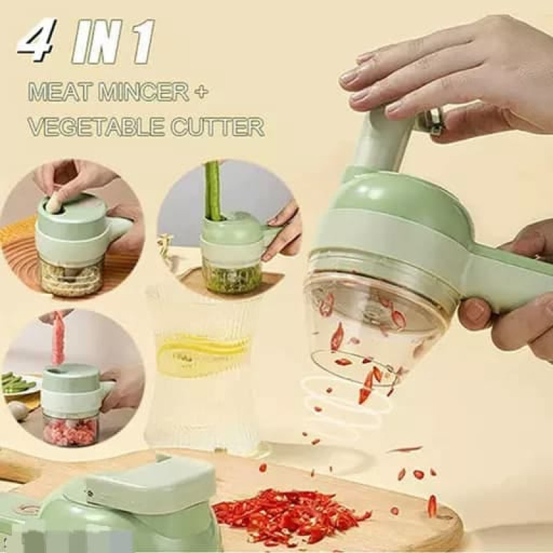 4-in-1 Multifunctional Handheld Electric Vegetable Cutter & Food Chopper Set