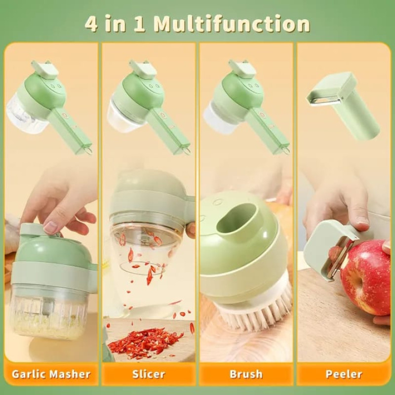 4-in-1 Multifunctional Handheld Electric Vegetable Cutter & Food Chopper Set