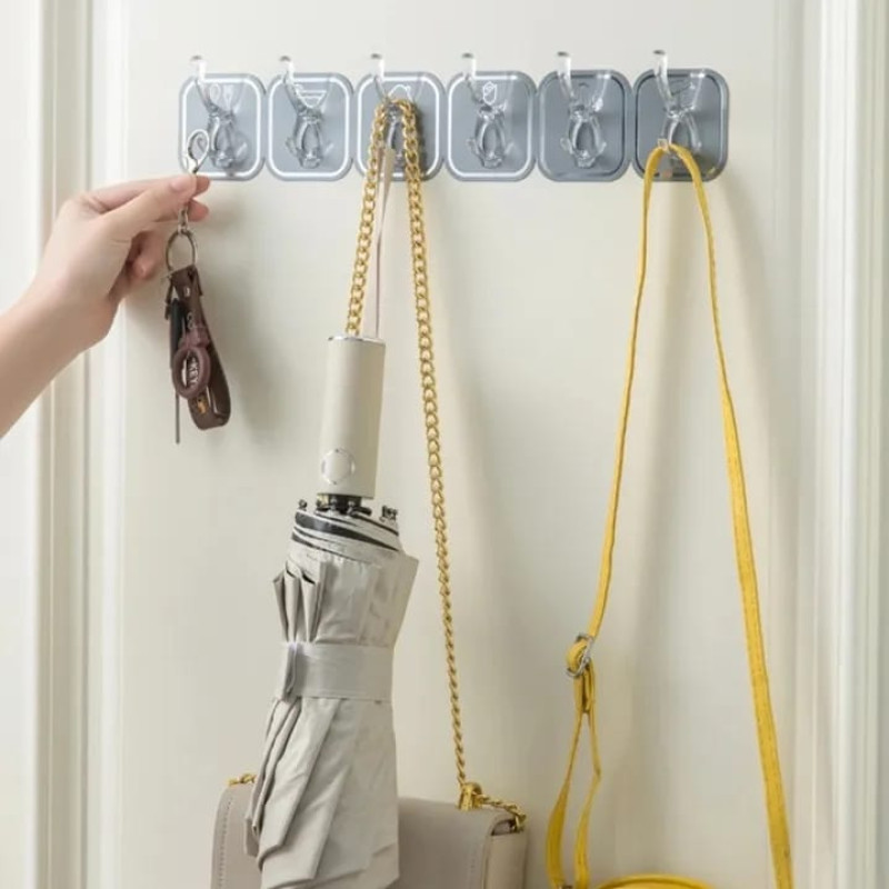 Multi-Purpose Row Hook Patti - Heavy-Duty Wall Mount Clothes & Utility Rack