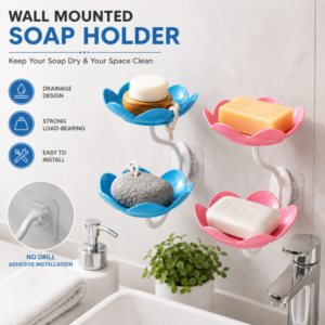 Decorative Flower-Shaped Drainage Soap Holder and Dish