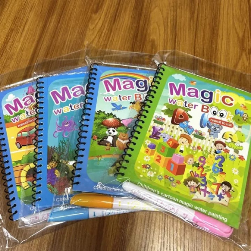 Reusable Magic Water Coloring Drawing Book with Water Pen