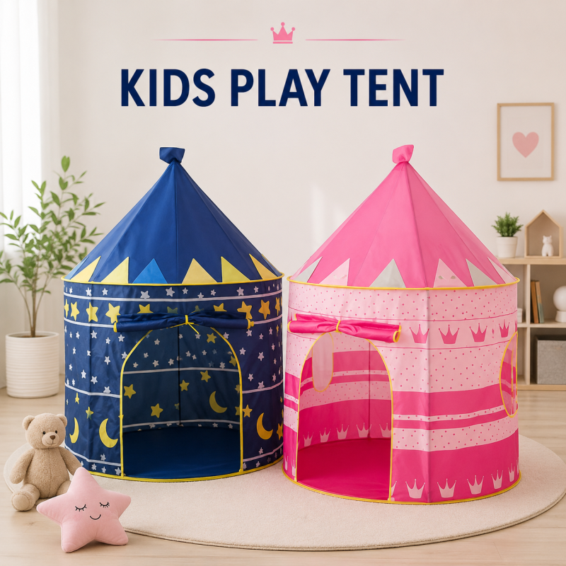Portable Kids Folding Princess and Knight Castle Play Tent House