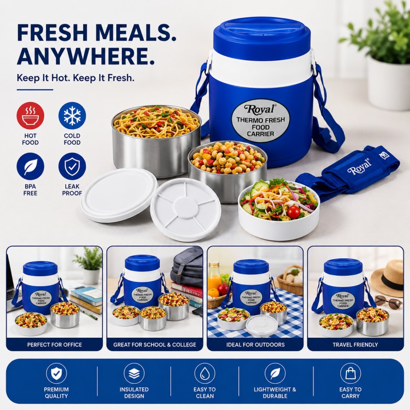 Royal Thermo Fresh Ultra 4-Tier Insulated Stainless Steel Lunch Box