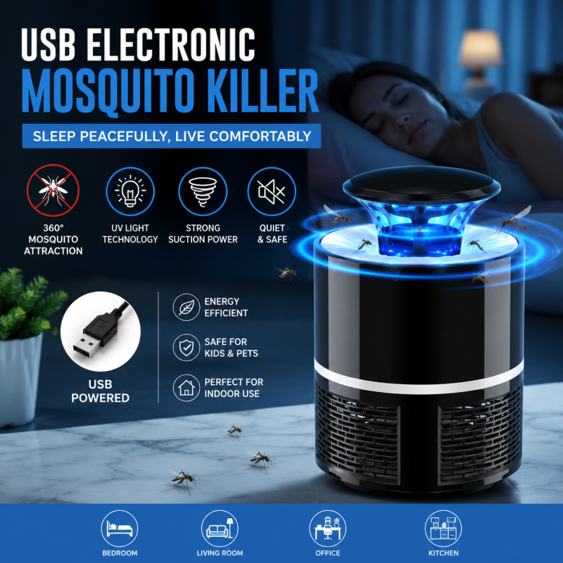 2-in-1 UV Light Electronic Mosquito Killer & LED Night Lamp