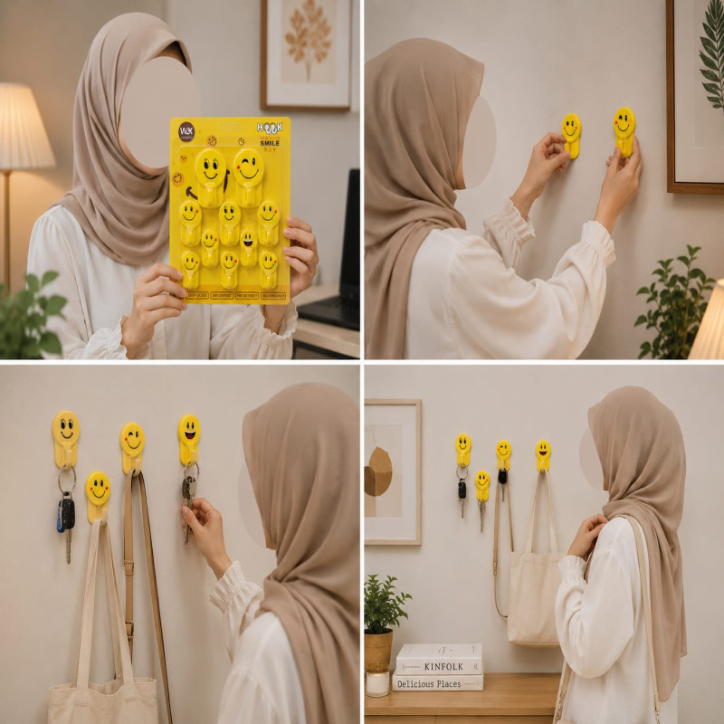 Emoji Wall Hook 10-Piece Set - Self-Adhesive Cute Home Decor Hangers