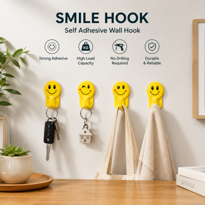 Emoji Wall Hook 10-Piece Set - Self-Adhesive Cute Home Decor Hangers