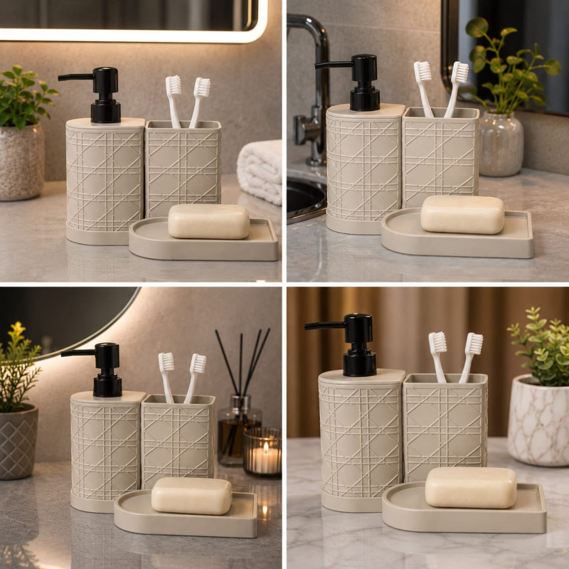 2-Piece Bathroom Soap Dispenser and Tumbler Set