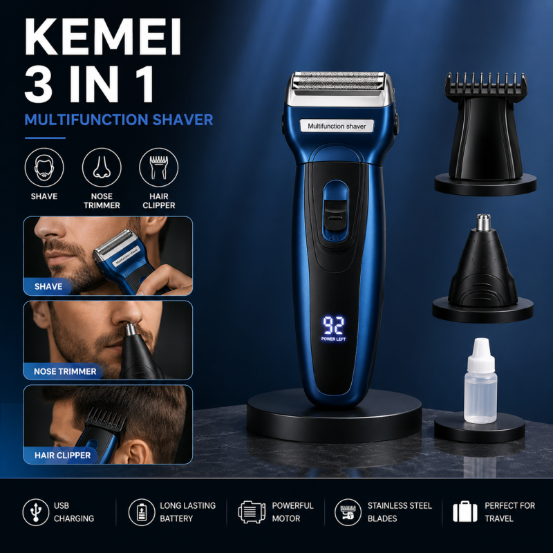 Kemei Digital Trimmer KM-5560 - Professional Rechargeable Hair & Beard Clipper