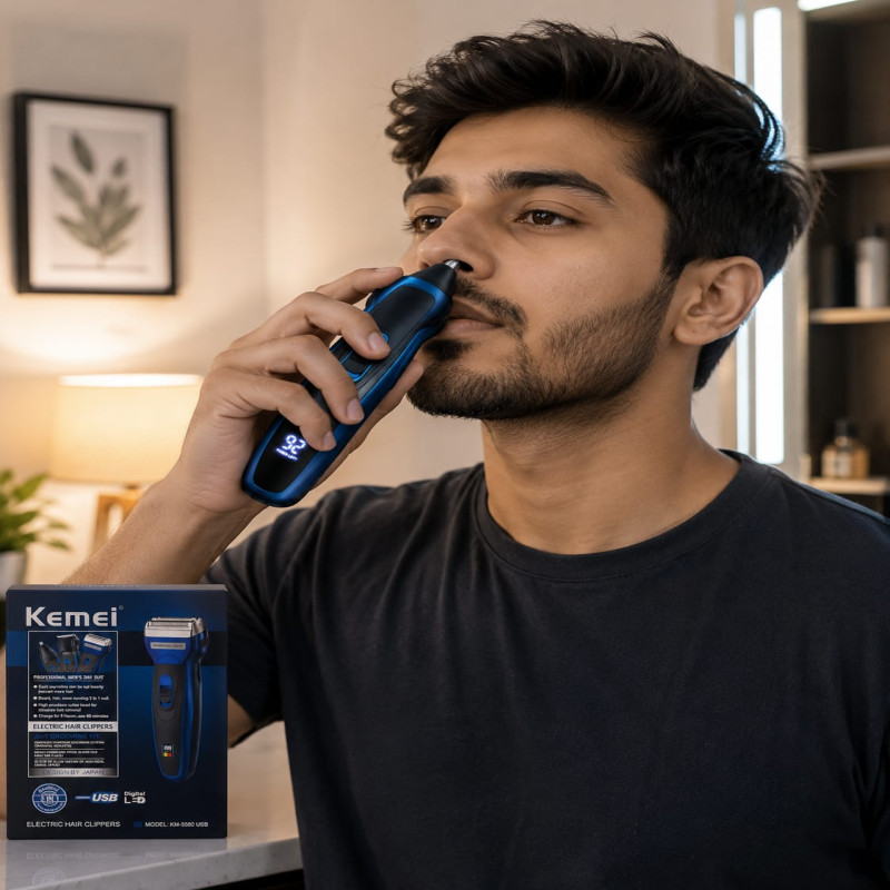 Kemei Digital Trimmer KM-5560 - Professional Rechargeable Hair & Beard Clipper