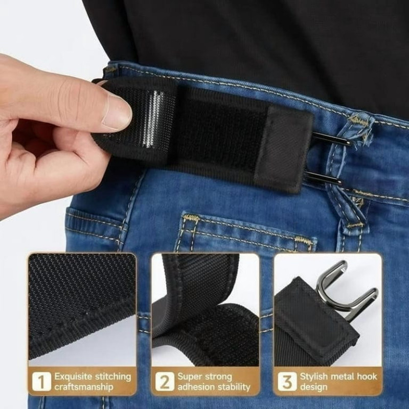 2-Piece Buckle-Free Elastic Stretch Belt for Women and Men