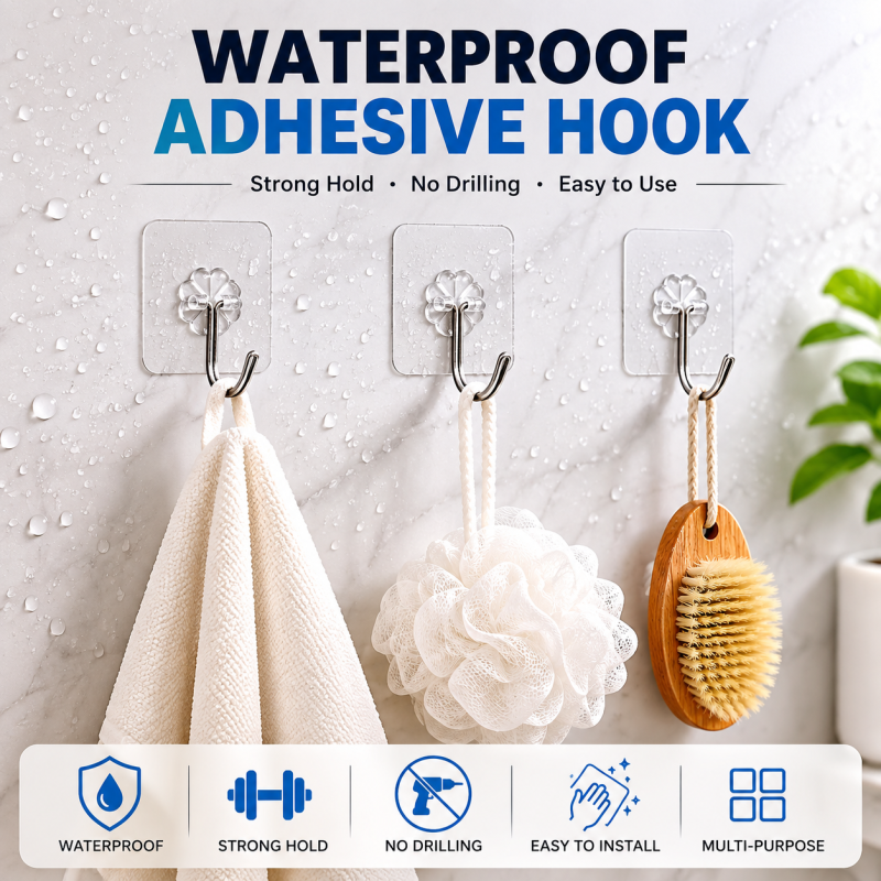 Single Wall Hook Pack of 10 - Heavy-Duty Self-Adhesive Hangers
