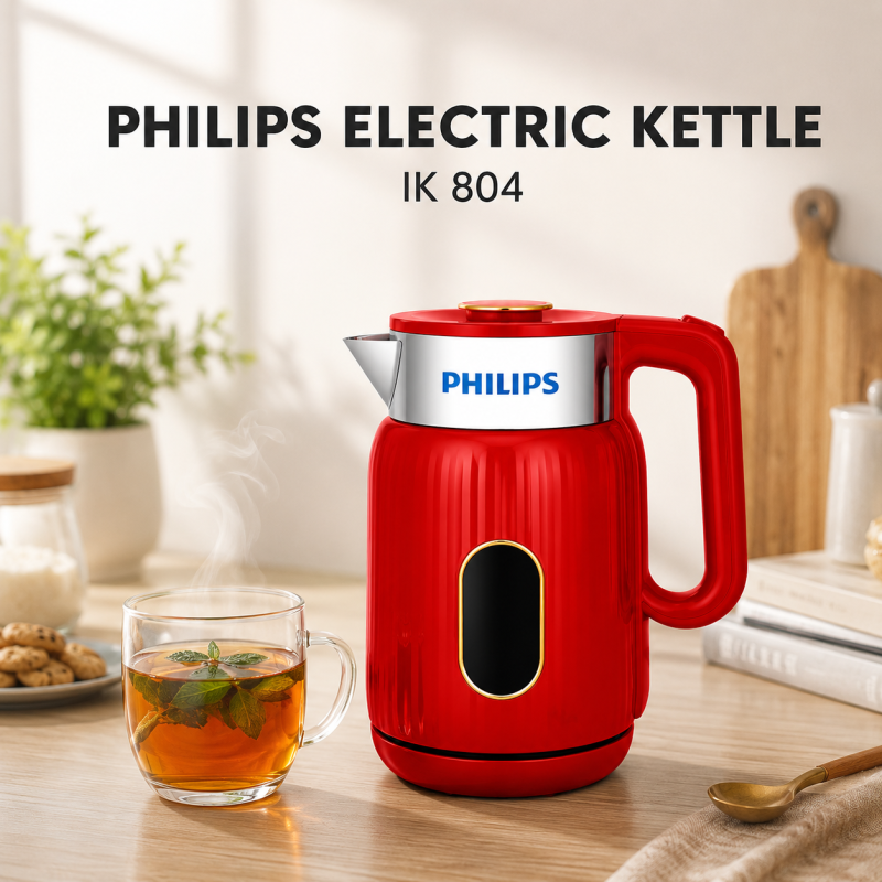 Philips Electric Kettle IK 804 - Fast Boiling Stainless Steel Home Water Boiler