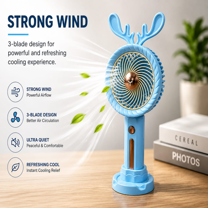 USB Portable Mini Handheld Desk Fan - Rechargeable Cooling Fan